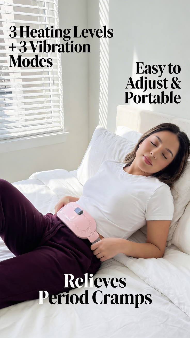 Portable Menstrual Heating Belt with Vibration Massage | Rechargeable Period Pain Relief Belt | USB-C Cordless Heating Pad for Cramps
