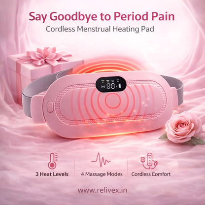 Portable Menstrual Heating Belt with Vibration Massage | Rechargeable Period Pain Relief Belt | USB-C Cordless Heating Pad for Cramps