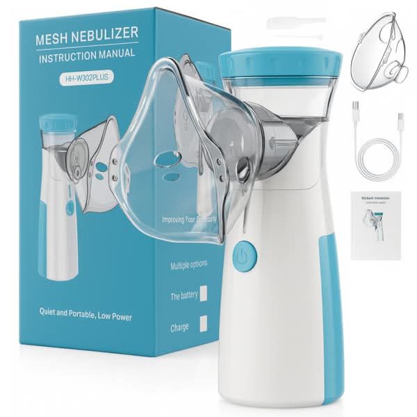 Portable Mesh Nebulizer – Silent Handheld USB Rechargeable Inhaler for Adults & Kids